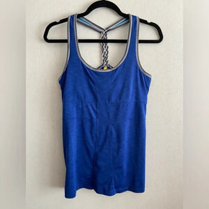 Lole braided T back athletic tank top with shelf bra Sz L